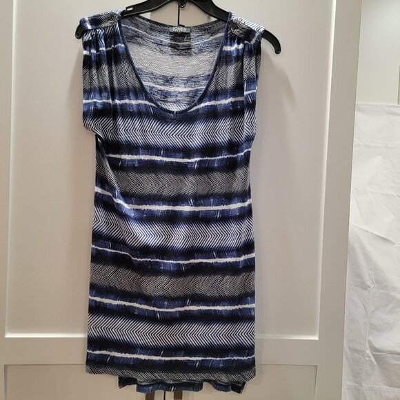 Jones New York Stripped Tunic Blue White Women Blouse Top Sleeveless Small - Picture 1 of 12